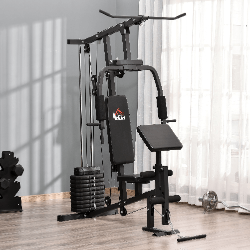 HOMCOM-Stazione-Fitness-Multifunzione-per-Allenamento-a-Casa-e-Professionale-in-Acciaio-148x108x207-cm-Nero