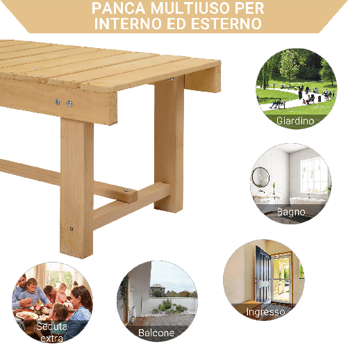 Outsunny-Panchina-da-Esterni-Impermeabile-2-Posti-in-Legno-di-Abete-110x38x35cm