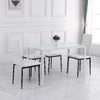 HOMCOM-Set-4-Sedie-Imbottite-per-Soggiorno-o-Sala-da-Pranzo-Sedie-da-Cucina-Moderne-in-Metallo-e-Tessuto-Bianco