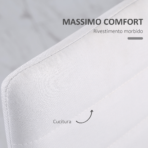 HOMCOM-Set-4-Sedie-Imbottite-per-Soggiorno-o-Sala-da-Pranzo-Sedie-da-Cucina-Moderne-in-Metallo-e-Tessuto-Bianco