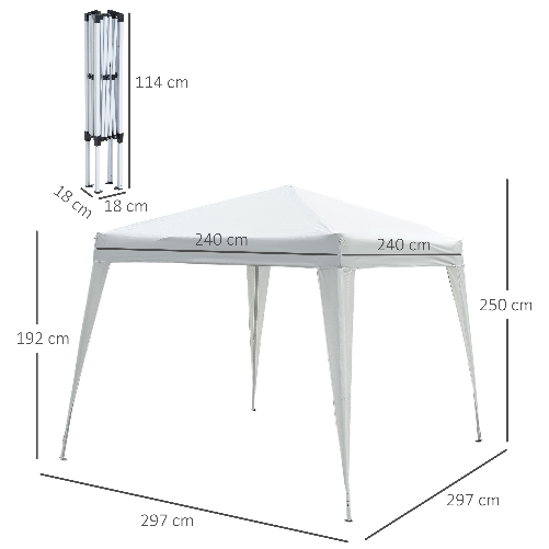 Outsunny-Gazebo-Pieghevole-da-Giardino-2-4x2-4m-con-Struttura-in-Acciaio-e-Corde-Antivento-Bianco