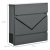 HOMCOM-Cassetta-Postale-in-Acciaio-Zincato-con-Portagiornali-e-2-Chiavi-di-Sicurezza-37x10-5x37-cm-Grigio
