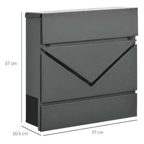 HOMCOM-Cassetta-Postale-in-Acciaio-Zincato-con-Portagiornali-e-2-Chiavi-di-Sicurezza-37x10-5x37-cm-Grigio