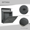 HOMCOM-Cassetta-Postale-in-Acciaio-Zincato-con-Portagiornali-e-2-Chiavi-di-Sicurezza-37x10-5x37-cm-Grigio
