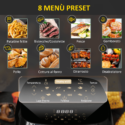 HOMCOM-Friggitrice-ad-Aria-8-in-1-da-11-Litri-1800W-con-Accessori-e-Schermo-LED-32x35-6x37-9-cm-Nera