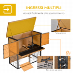 PawHut-Gabbia-per-Conigli-con-Rampa-e-Area-Aperta-Conigliera-in-Legno-e-Metallo-su-2-Livelli-Giallo-Chiaro-89-5x45x81cm