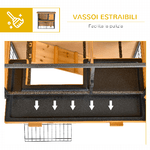 PawHut-Gabbia-per-Conigli-con-Rampa-e-Area-Aperta-Conigliera-in-Legno-e-Metallo-su-2-Livelli-Giallo-Chiaro-89-5x45x81cm