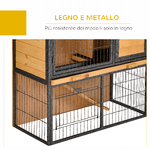 PawHut-Gabbia-per-Conigli-con-Rampa-e-Area-Aperta-Conigliera-in-Legno-e-Metallo-su-2-Livelli-Giallo-Chiaro-89-5x45x81cm