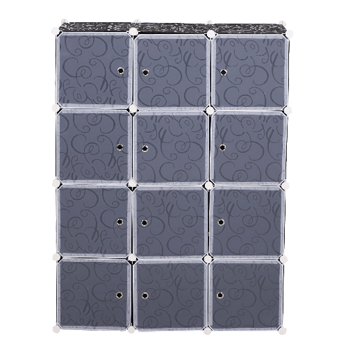 HOMCOM-Armadio-Guardaroba-Modulare-Cubi-Salvaspazio-da-Casa-Bianco-e-Nero-in-PP-111-x-47-x-145-cm