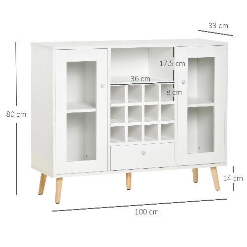 HOMCOM-Credenza-Moderna-da-Cucina-con-Cantinetta-Vini-12-Bottiglie-Cassetto-e-Armadietti-in-Legno-100x33x80cm-Bianco