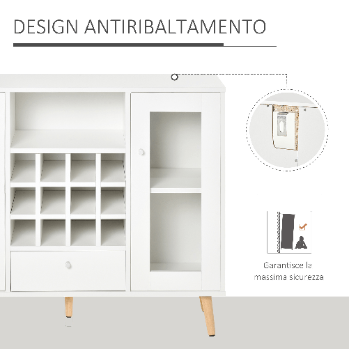 HOMCOM-Credenza-Moderna-da-Cucina-con-Cantinetta-Vini-12-Bottiglie-Cassetto-e-Armadietti-in-Legno-100x33x80cm-Bianco