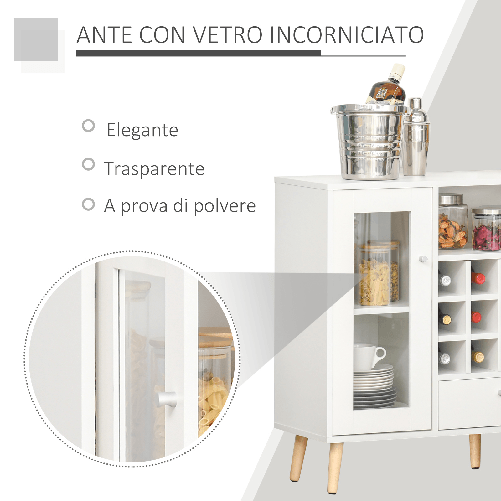 HOMCOM-Credenza-Moderna-da-Cucina-con-Cantinetta-Vini-12-Bottiglie-Cassetto-e-Armadietti-in-Legno-100x33x80cm-Bianco
