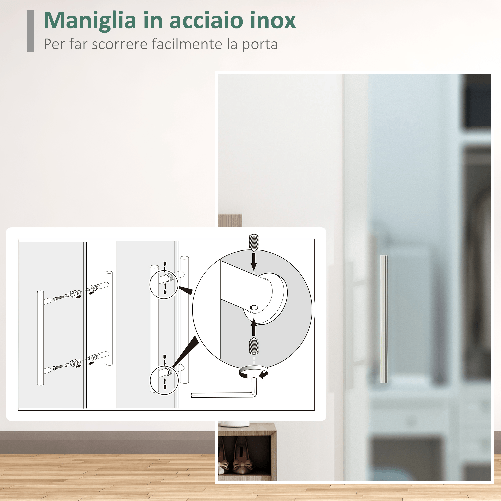 HOMCOM-Porta-Scorrevole-Interna-in-Vetro-Smerigliato-con-Binario-B1-e-Maniglia-per-Bagno-Cucina-Studio-Vetro-205x-775x-08cm