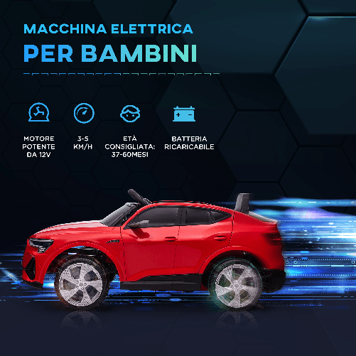 HOMCOM-Macchina-Elettrica-per-Bambini-12V-con-Telecomando-Velocita-3-8km-h-Luci-e-Musica-Eta-3-5-Anni-Rosso