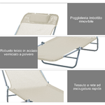 Outsunny-Sdraio-Pieghevole-Reclinabile-con-Cuscino-da-Giardino-Spiaggia-Beige