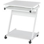 HOMCOM Tavolo Scrivania Porta PC Piano Tastiera a Scomparsa e 4 Ruote, Bianco