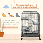 PawHut-Gabbia-per-Piccoli-Animali-e-Piccoli-Roditori-con-Ruote-3-Rampe-e-3-Piattaforme-Ciotola-e-Bottiglia-61x44-5x95cm-Nero