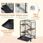PawHut-Gabbia-per-Piccoli-Animali-e-Piccoli-Roditori-con-Ruote-3-Rampe-e-3-Piattaforme-Ciotola-e-Bottiglia-61x44-5x95cm-Nero