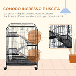 PawHut-Gabbia-per-Piccoli-Animali-e-Piccoli-Roditori-con-Ruote-3-Rampe-e-3-Piattaforme-Ciotola-e-Bottiglia-61x44-5x95cm-Nero
