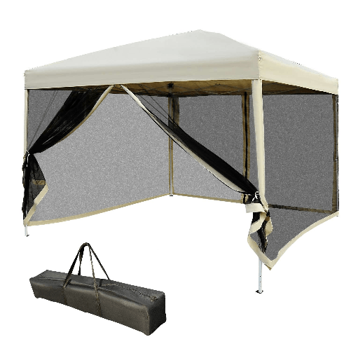 Outsunny-Gazebo-da-Giardino-3x3m-con-Zanzariera-Acciaio-e-Tessuto-Oxford-Cachi