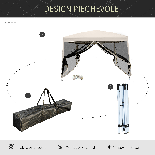 Outsunny-Gazebo-da-Giardino-3x3m-con-Zanzariera-Acciaio-e-Tessuto-Oxford-Cachi