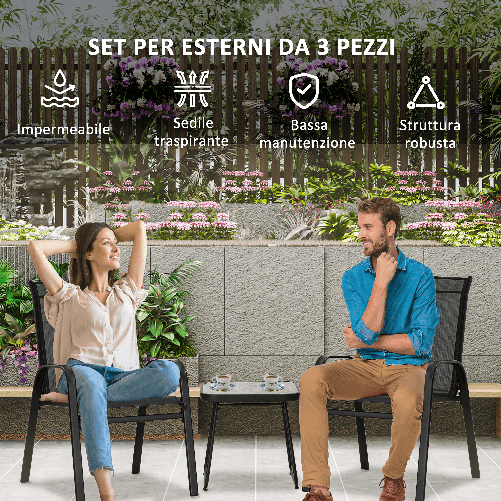 Outsunny-Set-da-Giardino-3-Pezzi-con-Tavolino-e-2-Sedie-Impilabili-in-Acciaio-e-Tessuto-Traforato-Nero