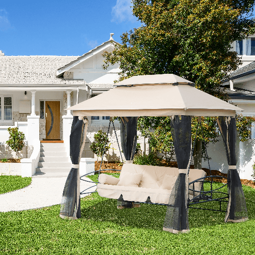 Outsunny-Dondolo-da-Giardino-3-Posti-Lettino-e-Gazebo-Design-3-in-1-con-Tettuccio-256x172x248cm-Beige