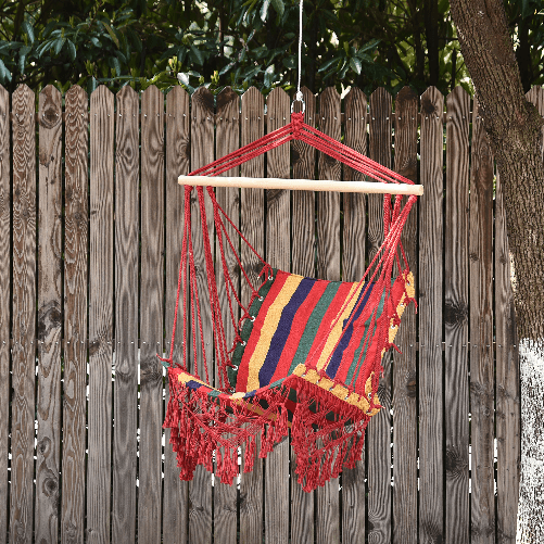 Outsunny-Amaca-Sedia-Sospesa-in-Poliestere-Colorata-100x60x100cm