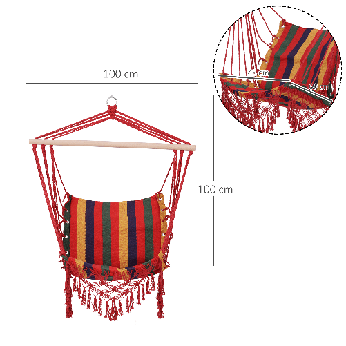 Outsunny-Amaca-Sedia-Sospesa-in-Poliestere-Colorata-100x60x100cm