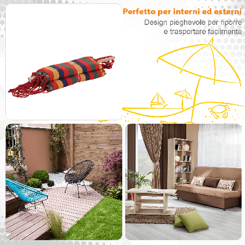 Outsunny-Amaca-Sedia-Sospesa-in-Poliestere-Colorata-100x60x100cm
