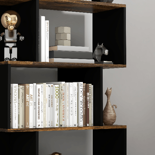 HOMCOM-Libreria-Moderna-Asimmetrica-a-Parete-con-5-Ripiani-in-Legno-70x29-5x163cm-Marrone-Rustico