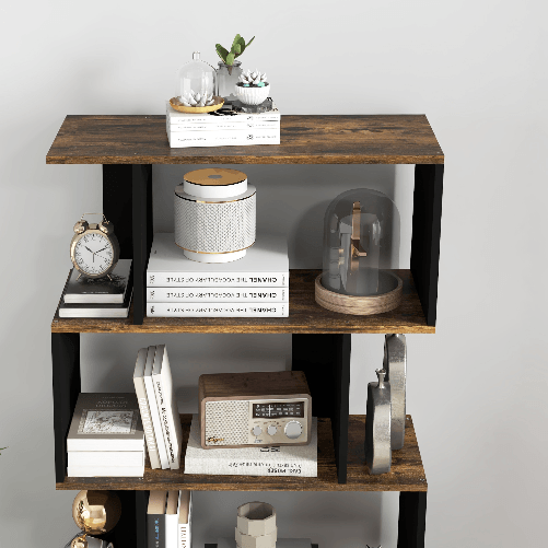 HOMCOM-Libreria-Moderna-Asimmetrica-a-Parete-con-5-Ripiani-in-Legno-70x29-5x163cm-Marrone-Rustico