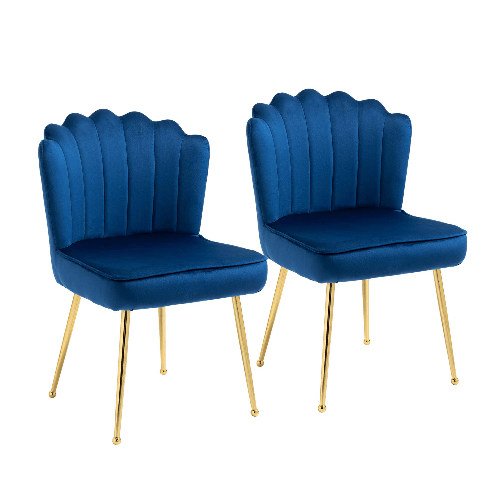 HOMCOM-Set-2-Sedie-Moderne-e-Imbottite-per-Salotto-o-Soggiorno-con-Rivestimento-Effetto-Vellutato-57x58x88cm-Blu