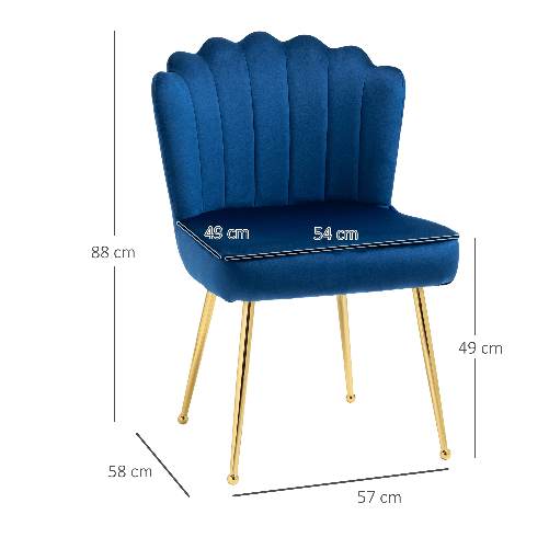 HOMCOM-Set-2-Sedie-Moderne-e-Imbottite-per-Salotto-o-Soggiorno-con-Rivestimento-Effetto-Vellutato-57x58x88cm-Blu
