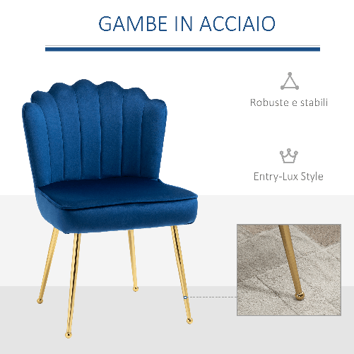 HOMCOM-Set-2-Sedie-Moderne-e-Imbottite-per-Salotto-o-Soggiorno-con-Rivestimento-Effetto-Vellutato-57x58x88cm-Blu