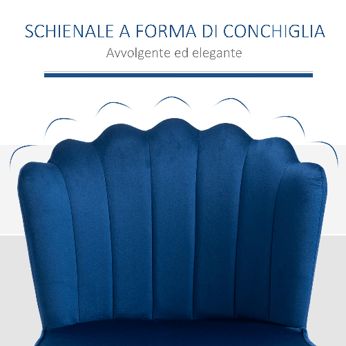 HOMCOM-Set-2-Sedie-Moderne-e-Imbottite-per-Salotto-o-Soggiorno-con-Rivestimento-Effetto-Vellutato-57x58x88cm-Blu
