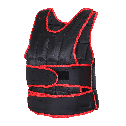 HOMCOM Giubbotto Zavorrato 20kg Unisex 38 Pesi Singoli, Imbottitura, Chiusure con Velcro, Nero e Rosso