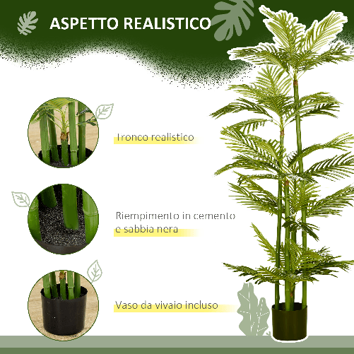 HOMCOM-Pianta-Artificiale-di-Palma-da-140-cm-a-45-Foglie-e-5-Rami-con-Vaso--15x12-cm-per-Interni-ed-Esterni-Verde