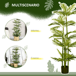 HOMCOM-Pianta-Artificiale-di-Palma-da-140-cm-a-45-Foglie-e-5-Rami-con-Vaso--15x12-cm-per-Interni-ed-Esterni-Verde