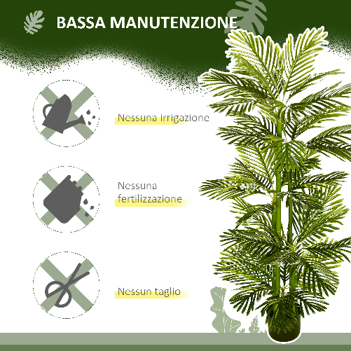 HOMCOM-Pianta-Artificiale-di-Palma-da-140-cm-a-45-Foglie-e-5-Rami-con-Vaso--15x12-cm-per-Interni-ed-Esterni-Verde