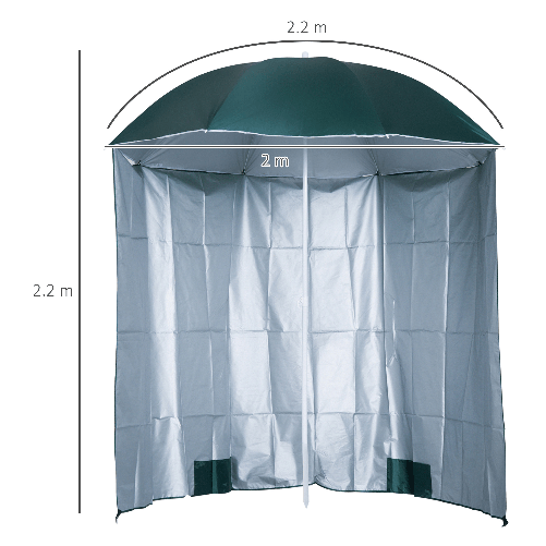 Outsunny-Ombrellone-da-Spiaggia-e-da-Giardino-2x2-m-con-Tenda-in-Poliestere-e-Metallo-Verde-e-Bianco