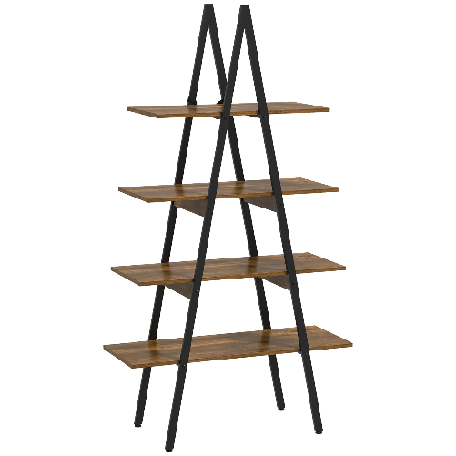 HOMCOM-Scaffale-Libreria-4-Livelli-in-Truciolato-e-Acciaio-ad-A