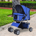 PawHut-Passeggino-per-Cani-Pieghevole-in-Tessuto-con-Cestino-e-Portabicchieri-75x45x97-cm-Blu