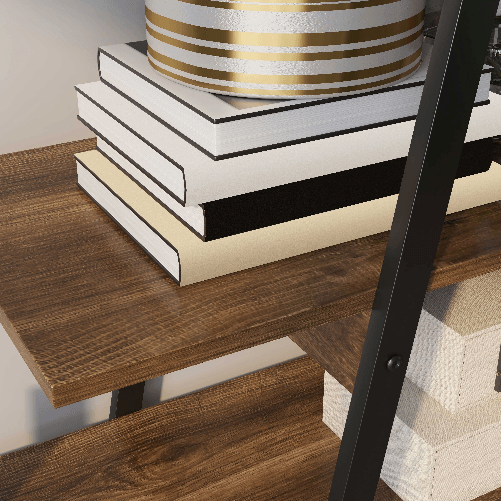 HOMCOM-Scaffale-Libreria-4-Livelli-in-Truciolato-e-Acciaio-ad-A