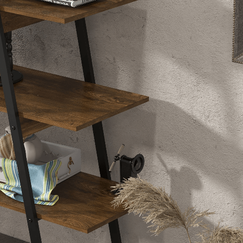 HOMCOM-Scaffale-Libreria-4-Livelli-in-Truciolato-e-Acciaio-ad-A