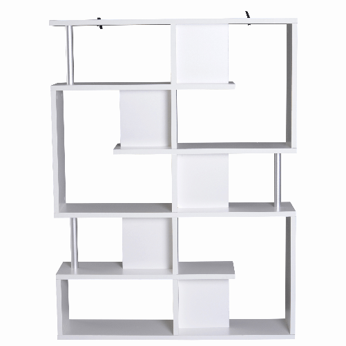 HOMCOM-Mobile-a-Scaffali-Libreria-5-Livelli-in-Legno-Bianco-120x28-6x160cm