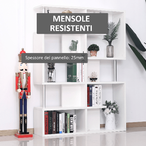 HOMCOM-Mobile-a-Scaffali-Libreria-5-Livelli-in-Legno-Bianco-120x28-6x160cm