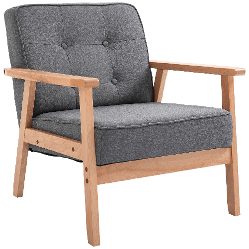 HOMCOM-Poltrona-Vintage-Stile-Scandinavo-Morbida-e-Ammortizzata-Trapuntatura-a-Bottoni-con-Piping-sui-Bordi-del-Cuscino-Legno-di-Faggio-Lino-Grigio-Max--200-kg-64-5x70x74cm