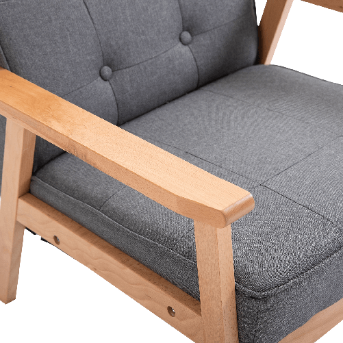 HOMCOM-Poltrona-Vintage-Stile-Scandinavo-Morbida-e-Ammortizzata-Trapuntatura-a-Bottoni-con-Piping-sui-Bordi-del-Cuscino-Legno-di-Faggio-Lino-Grigio-Max--200-kg-64-5x70x74cm