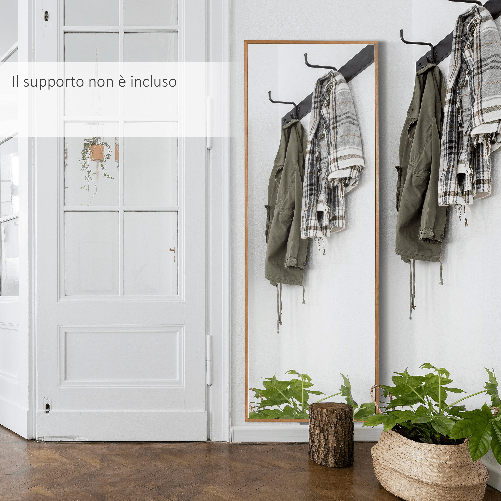 HOMCOM-Specchio-da-parete-e-da-appoggio-in-Legno-di-Pino-con-Ganci-inclusi-45x125cm